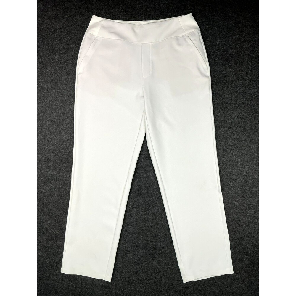 IBKUL Ankle Pants Women's Size 10 White Crepe UPF 50+ Golf Pickleball Tummy Tuk